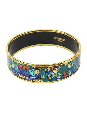Hermès Hermes Bracelet Email GM Indian Motif Metal Gold Hardware Bangle Women's HERMES (view 2)