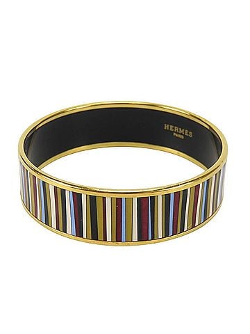 Hermès Hermes Bracelet Email GM Stripe Metal Enamel Multicolor Bangle for Women HERMES (view 1)