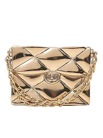 Chanel CC Gold Plated Quilted Classic Flap Pin Brooch (view 1)