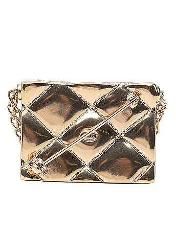 Chanel CC Gold Plated Quilted Classic Flap Pin Brooch (view 2)