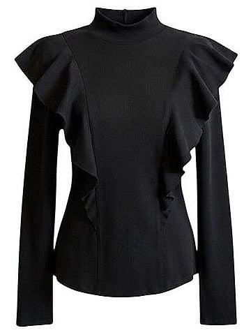 Veronica Beard ruffle cocktail chic designer Turtleneck Sweater (view 1)