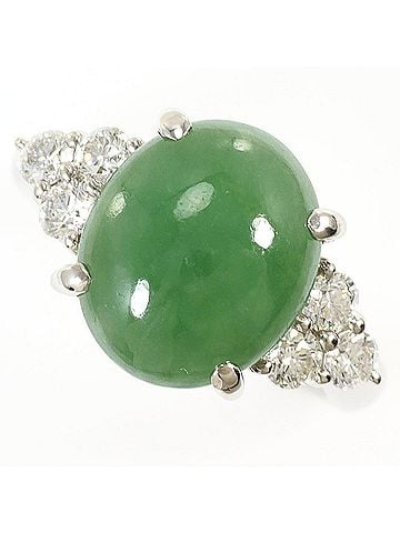 Unbranded PT900 Platinum Ring with Natural Jadeite (4.73ct) and Diamonds (0.49ct), Total Weight 7.8g, Jewelry (view 1)