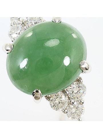 Unbranded PT900 Platinum Ring with Natural Jadeite (4.73ct) and Diamonds (0.49ct), Total Weight 7.8g, Jewelry (view 2)