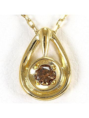Unbranded 18K (18-karat) Yellow Gold Necklace with Brown Diamond (0.05ct), Total Weight 1.5g, 45cm Length, Jewelry (view 1)