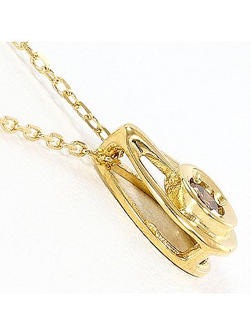Unbranded 18K (18-karat) Yellow Gold Necklace with Brown Diamond (0.05ct), Total Weight 1.5g, 45cm Length, Jewelry (view 2)