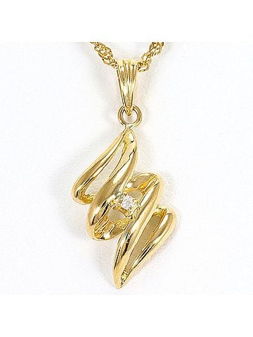 Unbranded 18K (18-karat) Yellow Gold Necklace with Diamond (carat weight not stamped), Total Weight 2.5g, 40cm, Jewelry (view 1)