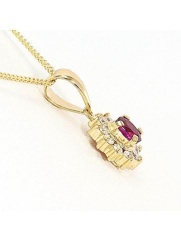 Unbranded 18K (18-karat) Yellow Gold Necklace with Ruby 0.23ct and Diamond 0.13ct, Total Weight 2.1g, 40cm, Jewelry (view 2)