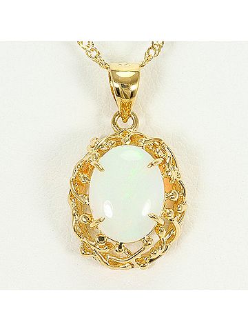 Unbranded 18K (18-karat) Yellow Gold Necklace with Opal, Total Weight 2.4g, 40cm, Jewelry (view 1)