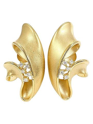Unbranded 18K (18-karat) Yellow Gold Earrings with 0.06ct Diamonds, Total Weight 9.6g, Jewelry (view 1)