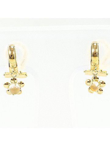 Unbranded 18K (18-karat) Yellow Gold Earrings with Moonstone, Total Weight 1.0g, Jewelry (view 1)