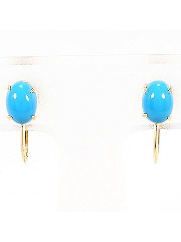Unbranded 18K (18-karat) Yellow Gold (YG) Earrings with Turquoise, Total Weight 1.4g, Jewelry (view 1)