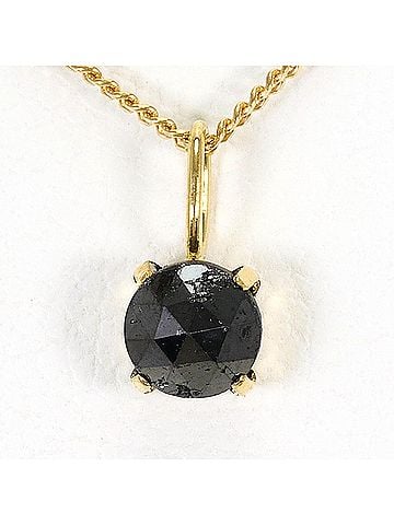 Unbranded 18K (18-karat) Yellow Gold Necklace with Black Diamond (0.30ct), Total Weight 1.4g, 45cm, Jewelry (view 1)