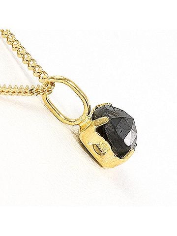 Unbranded 18K (18-karat) Yellow Gold Necklace with Black Diamond (0.30ct), Total Weight 1.4g, 45cm, Jewelry (view 2)