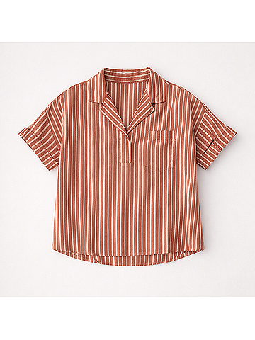Pact Women's Baked Clay Bondi Stripe Sunset Lightweight Cotton Popover Top (view 1)