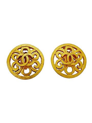 Chanel Chanel Earrings, Coco Mark Circle, GP Plated Gold, Women's (view 1)