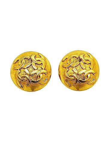 Chanel Chanel Earrings, Coco Mark Circle, GP Plated Gold, Women's (view 1)