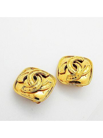 Chanel Chanel Earrings, Coco Mark, Diamond Shape, GP Plated Gold, Women's (view 2)