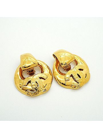 Chanel Chanel earrings, Coco Mark, GP plated, gold, women's. (view 2)