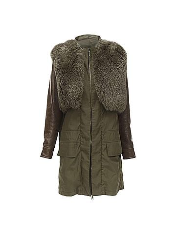 Givenchy Givenchy Leather Sleeve Fur Anorak Coat (view 1)