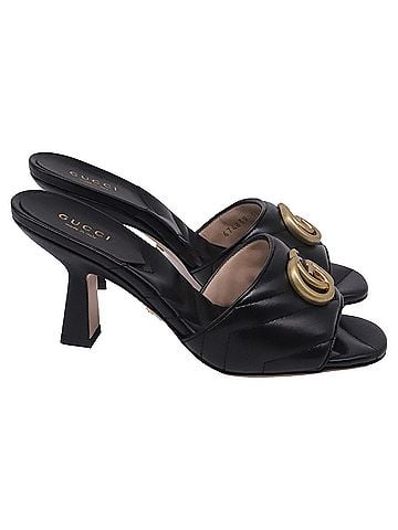 Gucci Gucci GG Marmont Quilted Heeled Mules in Black Leather (view 1)
