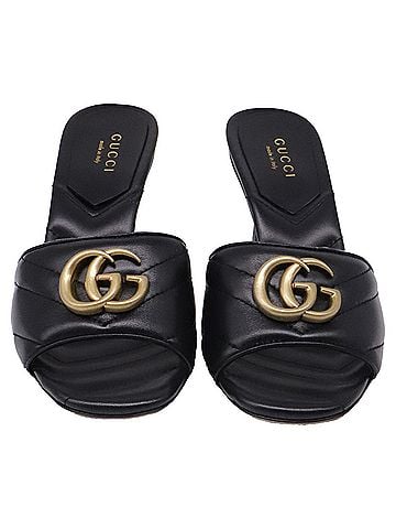 Gucci Gucci GG Marmont Quilted Heeled Mules in Black Leather (view 2)