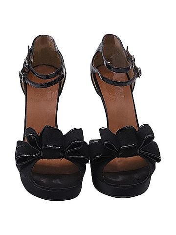 Lanvin Lanvin Bow Platform Sandal Heels in Black Patent Leather (view 2)