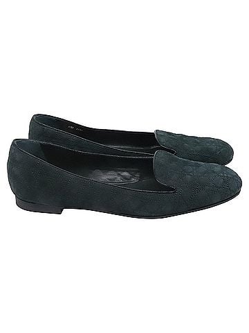 Christian Dior Christian Dior Cannage Smoking Flats in Green Suede (view 1)