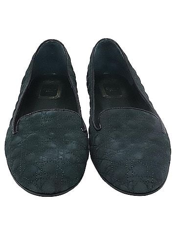 Christian Dior Christian Dior Cannage Smoking Flats in Green Suede (view 2)