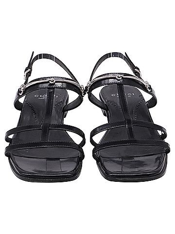 Gucci Gucci Slim Horsebit Flat Sandals in Black Leather (view 2)