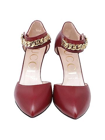 Gucci Gucci Sylvie Chain Pumps in Burgundy Leather (view 2)