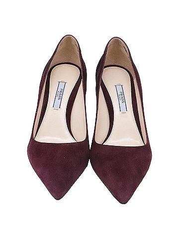 Prada Prada Cutout Pointed-Toe Pumps in Burgundy Suede (view 2)