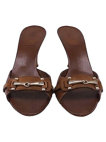 Gucci Gucci Horsebit Heeled Mules in Brown Leather (view 2)