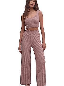 Z Supply Silky Ribbed Wide-Leg Pant Set Jumpsuit (view 2)