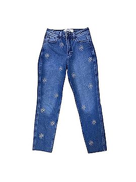 Hollister Mid-Blue High-Rise Jeans with Daisy Embroidery Jeans (view 1)