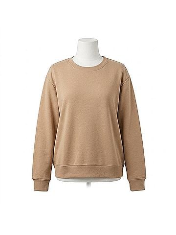 Ideology Solid Crewneck Sweatshirt in Tan (view 1)