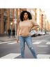 Ideology Solid Brown Solid Crewneck Sweatshirt in Tan Size 3X - photo 2