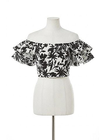 Do & Be Dana Ruffle Sleeve Top in Black And White Floral (view 1)
