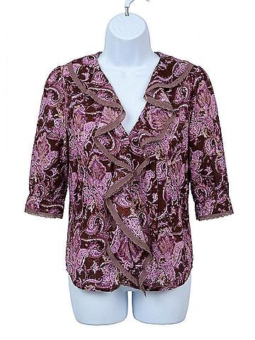Ivy Jane Paisley Ruffle Top in Chocolate (view 1)