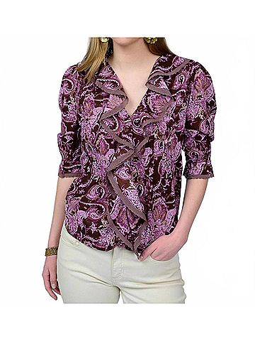 Ivy Jane Paisley Ruffle Top in Chocolate (view 2)