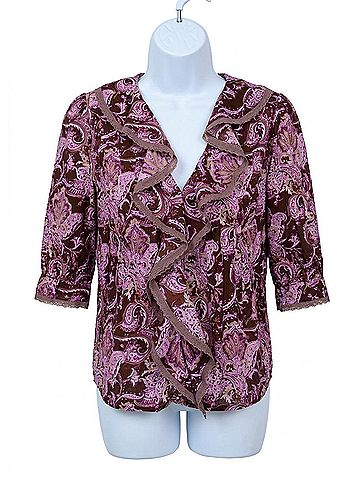 Ivy Jane Paisley Ruffle Top in Chocolate (view 1)
