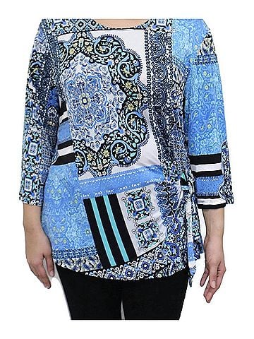Southern Lady Women's Contour Side Tie Top in Blue (view 2)