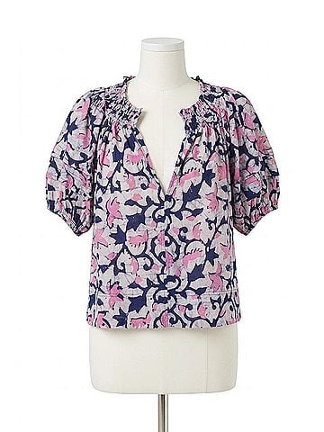 Apiece Apart Caminitas Puff Sleeve Top in La Vida Batik Rosa (view 1)