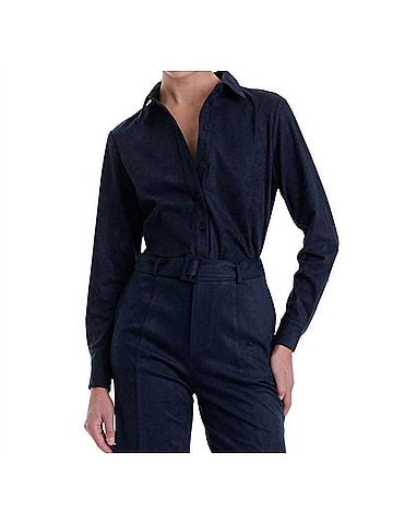 Karina Grimaldi Veronica Suede Blouse in Midnight (view 2)