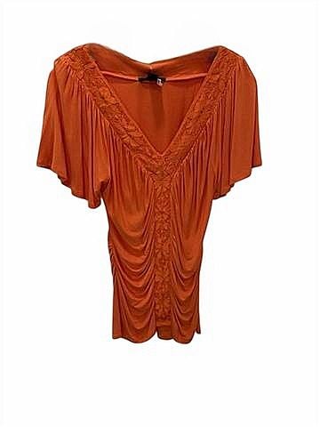Rain Women Floral Lace Drapey Blouse in Orange (view 2)
