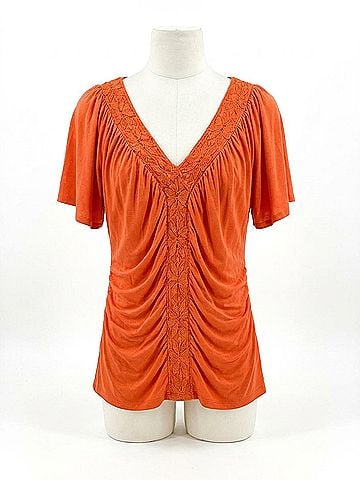 Rain Women Floral Lace Drapey Blouse in Orange (view 1)
