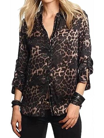 Cino Leopard Button Down Shirt in Black (view 2)