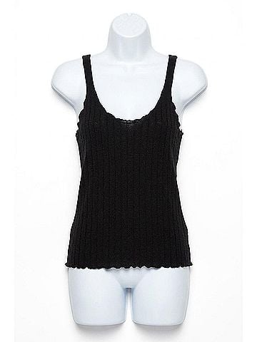 Chaser Poor Boy Rib Double Scoop Lettuce Edge Tank in True Black (view 1)