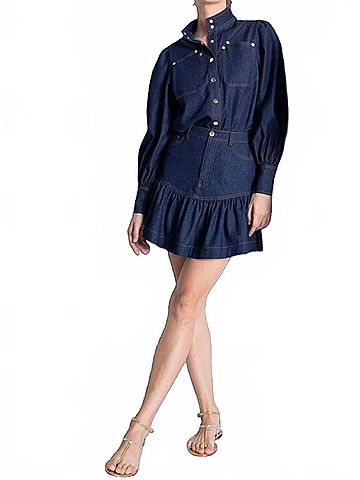 Karina Grimaldi Saraswati Denim Top in Jean Blue (view 2)