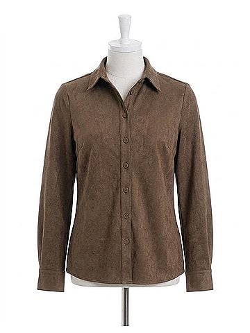 Karina Grimaldi Veronica Suede Blouse in Olive (view 1)