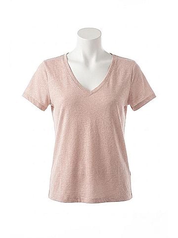 Majestic Filatures Stretch Linen V-Neck Tee in Glycine (view 1)